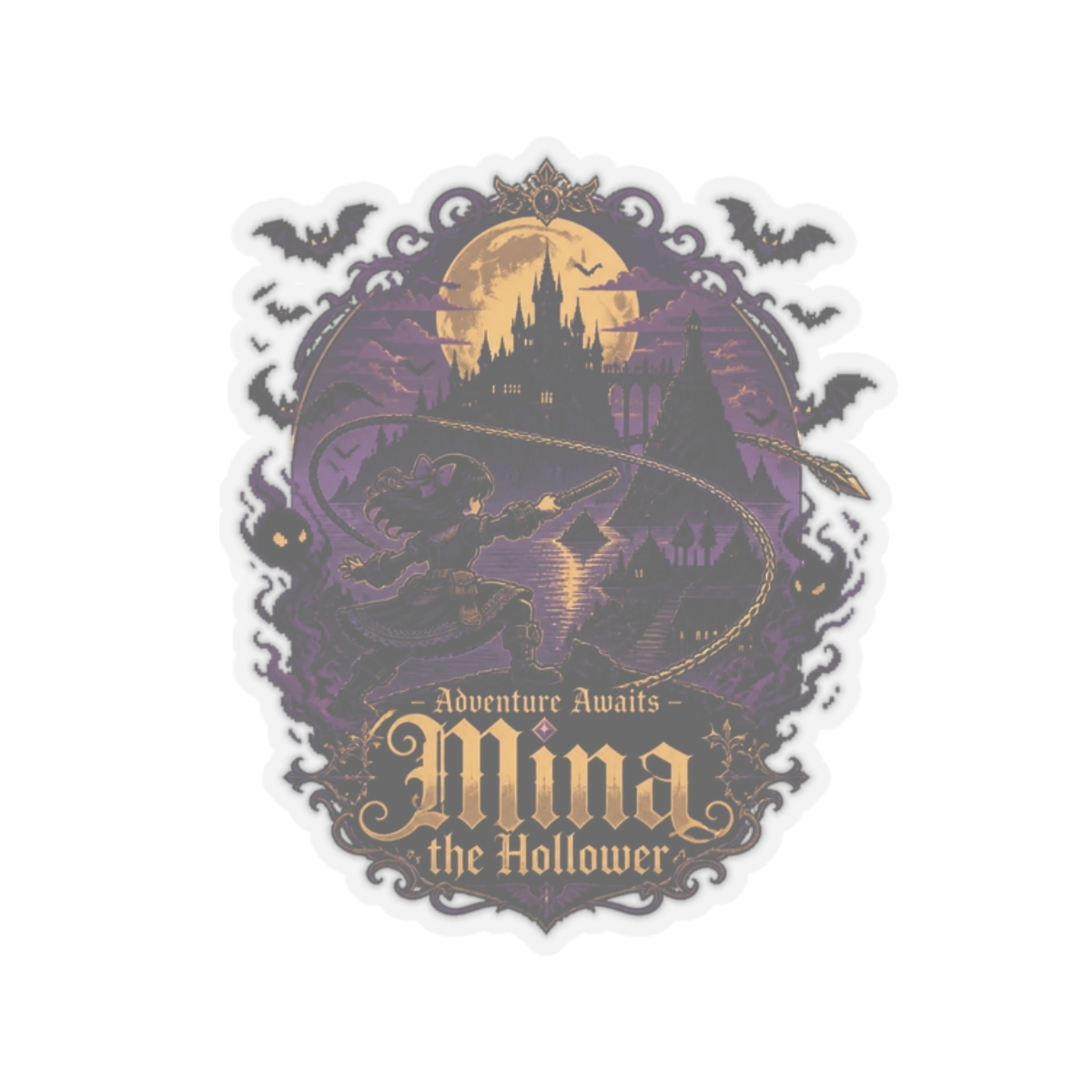 Mina the Hollower "Adventure Awaits – Mina the Hollower" Sticker