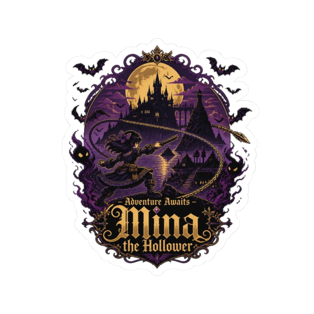 Mina the Hollower "Adventure Awaits – Mina the Hollower" Sticker - Official Stickers merchandise