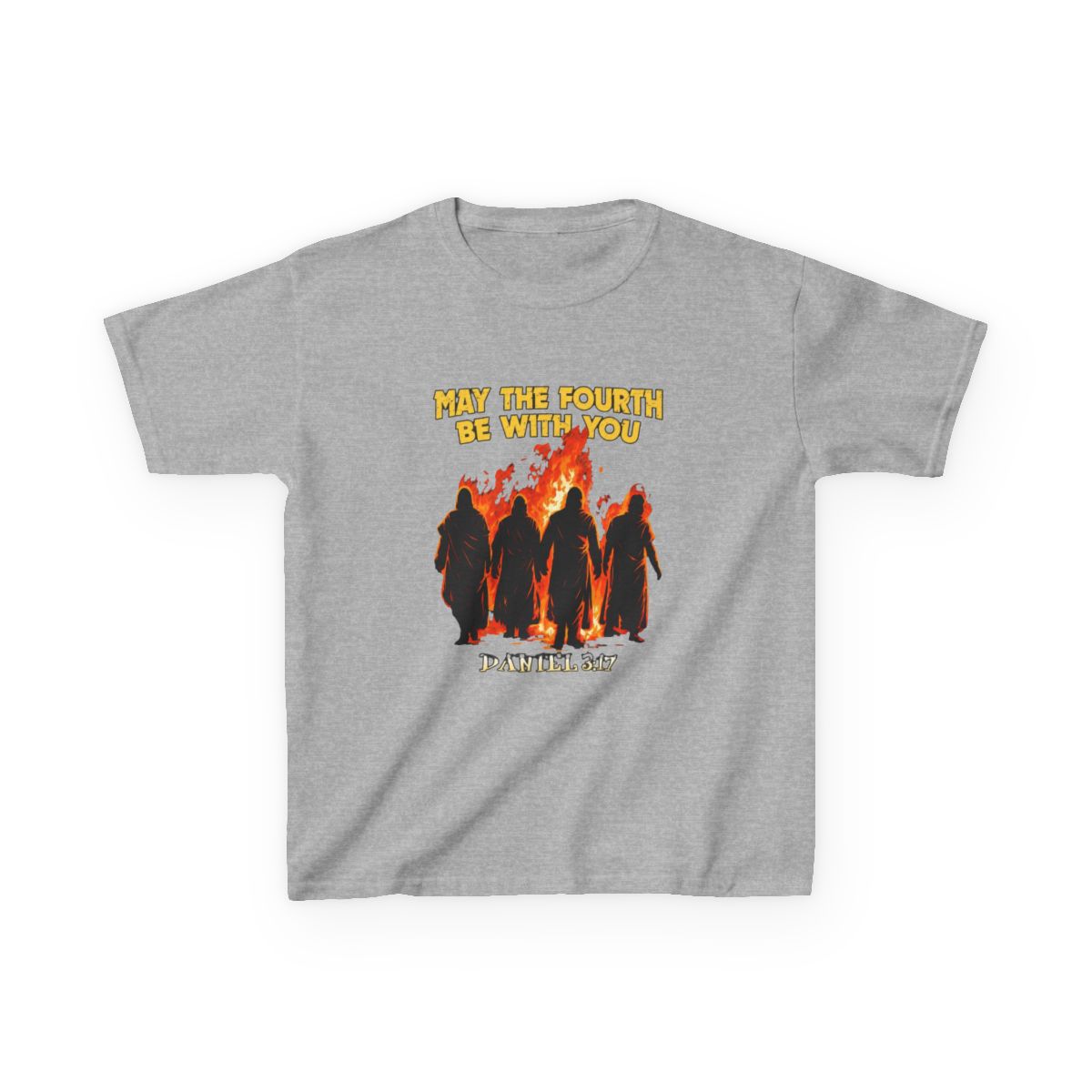 May The Fourth Be With You Daniel 3:17 Kids T-Shirt | Mina the Hollower - alternate angle 2, merchandise