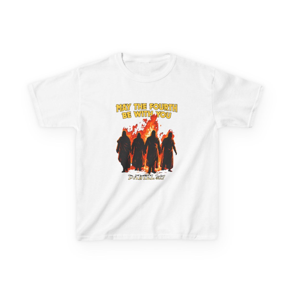May The Fourth Be With You Daniel 3:17 Kids T-Shirt | Mina the Hollower - alternate angle 4, merchandise