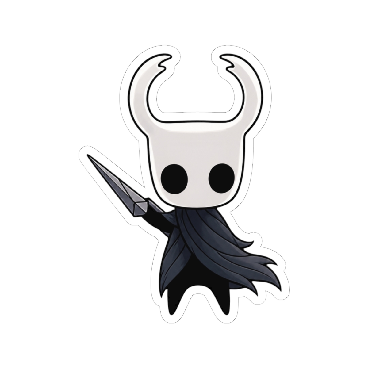 Hollow Knight Sticker - The Knight with Holstered Nail - Die Cut Vinyl - Black - Waterproof - Outdoor - Metal, Plastic, Glass, Window - Video Game - Cartoon - 1 Count | Mina the Hollower